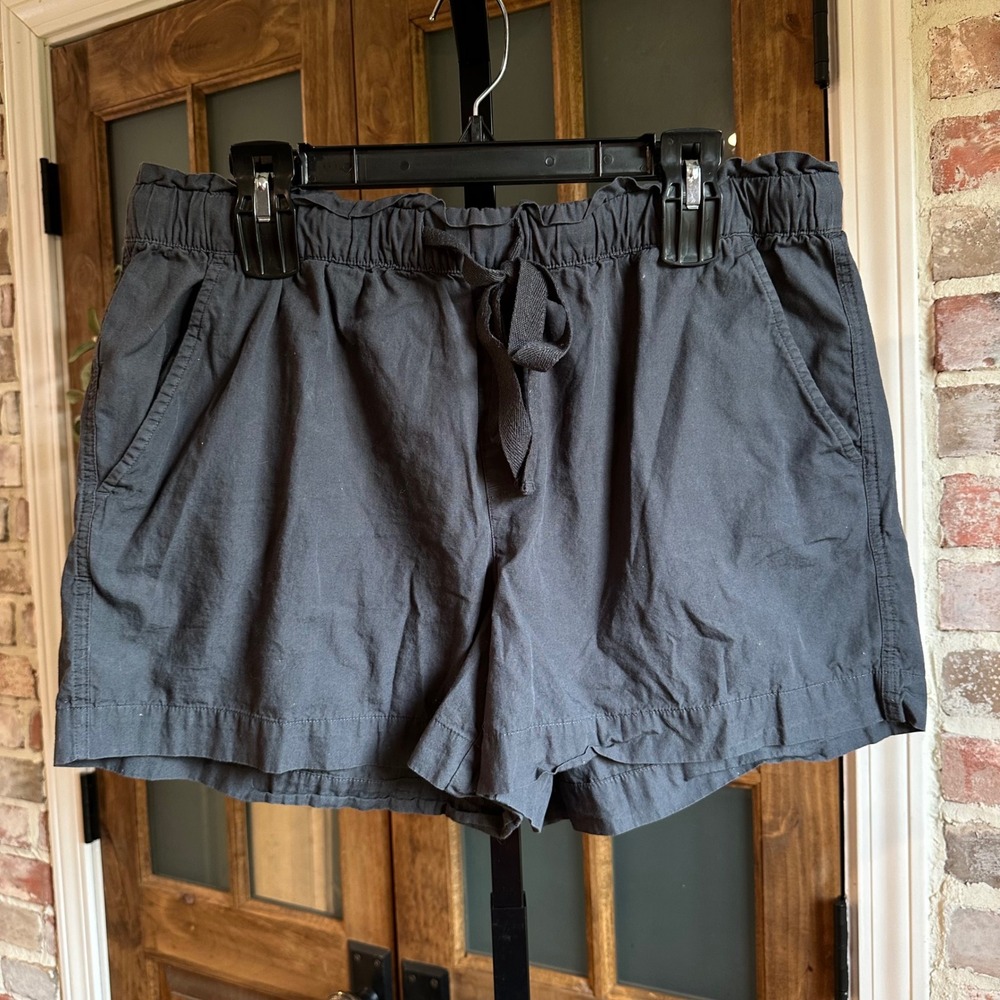 Loft Paperbag Shorts Women Navy Blue Elastic Waist Cotton Casual Size L